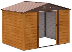 Abrigo de Jardim 5,4m² 278x159x215 cm Abrigo de Jardim com 2 Portas de Correr e 4 Janelas de Ventilação Madeira e Castanho