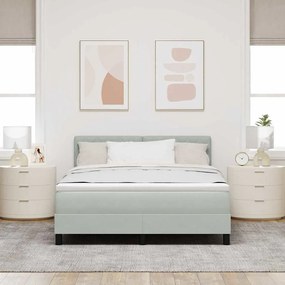 Cama Box Spring com Colchão Cinza Claro 140x200 cm Veludo