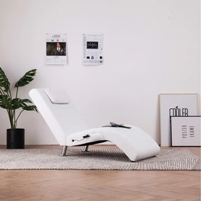 Chaise longue de massagem c/ almofada couro artificial branco