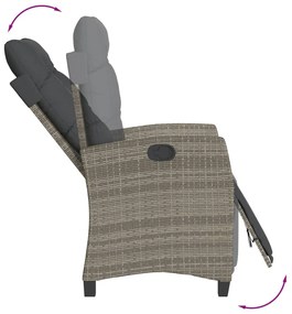 9 pcs conjunto de jantar p/ jardim c/ almofadões vime PE cinza