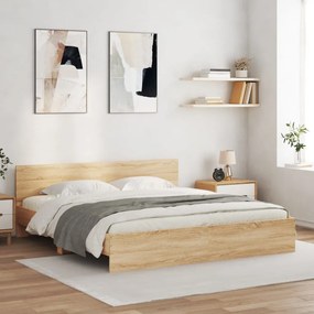 vidaXL Estrutura de cama com cabeceira 160x200 cm carvalho sonoma