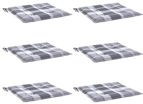 Almofadões cadeiras jardim 6pcs tecido oxford xadrez cinzento