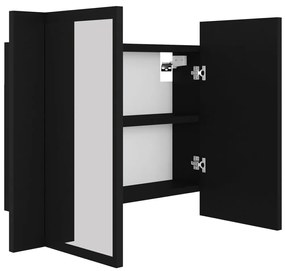 Armário espelhado casa banho c/ LED 60x12x45 cm acrílico preto