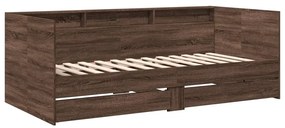 Sofá-cama com gavetas sem colchão 90x190 cm carvalho castanho