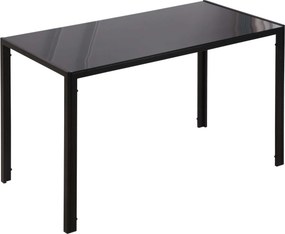 HOMCOM Mesa Sala de Jantar de Cristal Mesa Retangular para 4-6 pessoas com Pés de Metal Multifuncional 120x60x75 cm Preto | Aosom Portugal