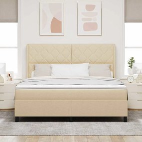 Cama Box com Colchão Creme 180x200 cm em Tecido