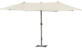 Outsunny Chapéu de Sol Duplo 4,55x2,65x2,38 m Chapéu de Sol de Jardim com Manivela Manual com Proteção Solar UV Creme