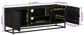 Móvel de TV 110x30x40 cm mangueira maciça e ferro preto