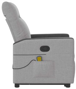 Poltrona elevatória de massagens tecido cinzento-nublado