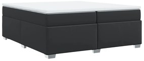 Cama com molas/colchão 200x200 cm couro artificial preto