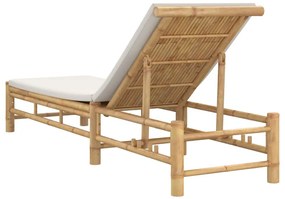 Espreguiçadeira c/ almofadões 55x199x30 cm bambu
