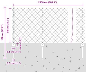 Conjunto de Cerca de Jardim Conjunto de 2 Cinza Aço Galvanizado