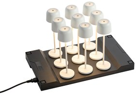 LED Conjunto de 9 candeeiros de mesa recarregáveis cogumelo branco-quebrado incl. estação de carregamento - Raika Moderno