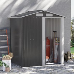 Abrigo de Jardim de 2m² 152x132x188cm Abrigo de Exterior de Aço Galvanizado com Porta Corredeira e Ventilações para Armazenamento de Ferramentas Cinza