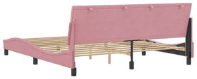 Estrutura de cama c/ cabeceira 180x200 cm veludo rosa