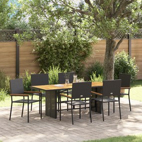 vidaXL Conjunto de Jantar para Jardim de 7 Peças Polirattan Preto