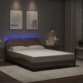 vidaXL Estrutura cama c/ luzes LED 120x200 couro artificial cappuccino