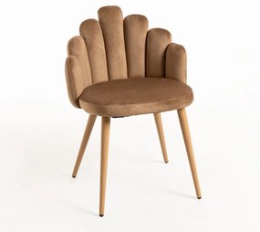 Cadeira Flew em Veludo - Castanho - Design Nórdico