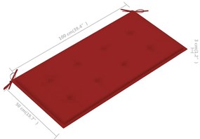 Banco de jardim c/ almofadão vermelho 112 cm teca maciça
