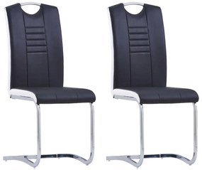 vidaXL Cadeiras de jantar cantilever 2 pcs couro artificial preto