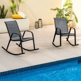 Conjunto de 2 cadeiras de baloiço para jardim Assento ergonómico em textilene Baloiço suave Carga até 150 kg 91 x 62 x 86 cm Preto