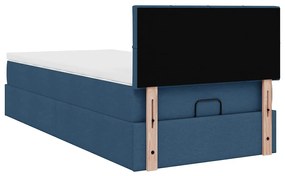 Cama otomana com colchão 90x200 cm tecido azul