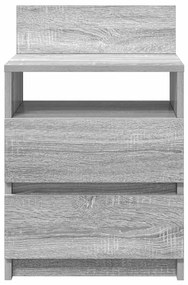 Mesa de cabeceira com 2 gavetas 40x33x60 cm cinzento sonoma