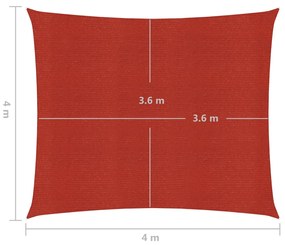 Para-sol estilo vela 160 g/m² 4x4 m PEAD vermelho