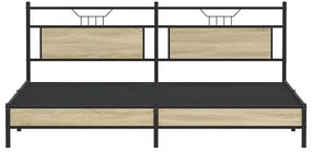 Estrutura de cama sem colchão 200x200cm metal carvalho sonoma
