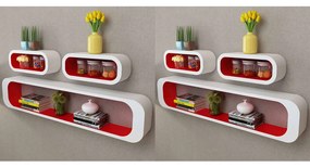 vidaXL Prateleiras de parede cubo 6 pcs vermelho e branco