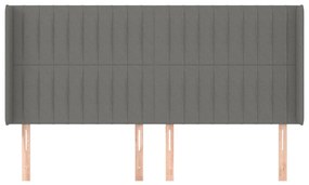 Cabeceira cama c/ abas tecido 163x16x118/128 cm cinzento-escuro