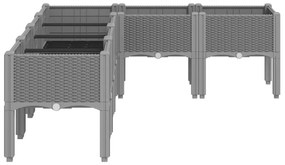 Vaso/floreira de jardim c/ pernas 160x120x42 cm PP cinza-claro