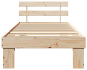 Estrado de Cama com Cabeceira 90x200 cm Madeira Maciça Pinho