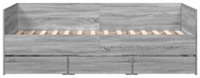 Sofá-cama com gavetas sem colchão 75x190 cm cinzento sonoma