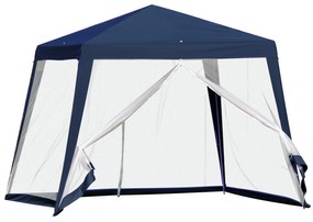 Outsunny Tenda Dobrável de Jardim 3x3 m com 4 Painéis Laterais Rede Mosquiteira com Zíper Proteção UV para Pátio e Exterior Azul | AOSOM Portugal