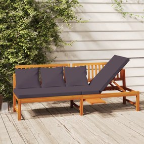 vidaXL Sofá-cama com almofadão 200x60x75 cm pinho maciço cinza