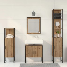 Conjunto de Móveis Para Casa de Banho de 4 Peças Carvalho Artesanal Ma