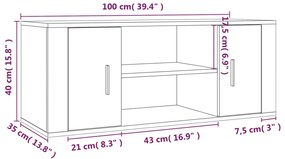 Móvel de TV 100x35x40 cm derivados de madeira cinzento sonoma