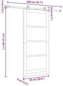 Porta Deslizante com Conjunto de Ferragens Branca 93x211 cm Madeira Só