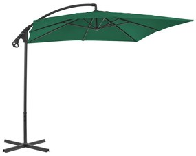Guarda-sol cantilever com poste de aço 250x250 cm verde