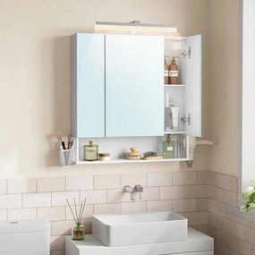 Armário de casa de banho parede com tomadas e 3 portas 16,5 x 70 x 75 cm branco