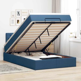 vidaXL Estrutura de cama otomana com colchão 120x190 cm tecido azul