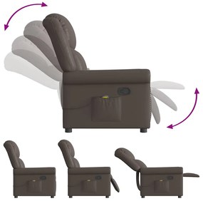 Poltrona massagens couro artificial castanho brilhante