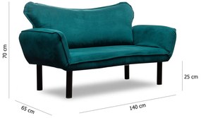 Sofá Cama "Chatto" – Azul Petróleo – 180x65x70 cm – Design Moderno