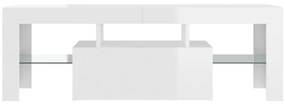 Móvel de TV com luzes LED 120x35x40 cm branco brilhante