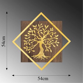 Acessório Decorativo de Parede Tree v2 – Nogueira e Dourado – 54 x 54
