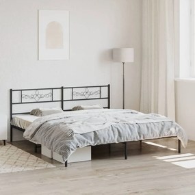 vidaXL Estrutura de cama com cabeceira 200x200 cm metal preto