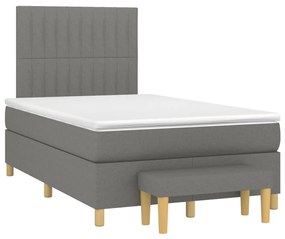 vidaXL Cama boxspring com colchão 120x190 cm tecido cinzento-escuro