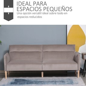 HOMCOM Sofá-Cama Convertível e Reclinável com Apoios de Braços e 2 Encostos Ajustáveis ​​Separadamente em 3 Posições Aveludado 196x85x82 cm Cinza