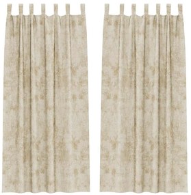 Cortinas de Veludo 2 peças com Ilhós Creme 260x140 cm